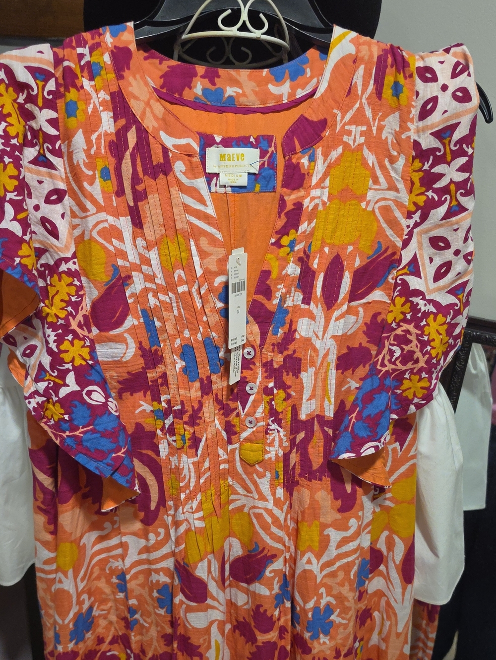 Maeve Orange Floral Maxi Dress with Pink, Blue & Yellow Accents